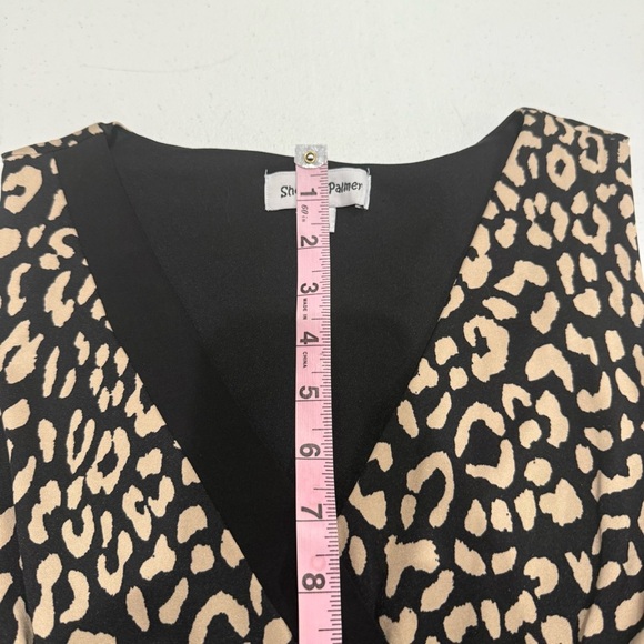 Shelby & Palmer Asymmetrical Dress Side Tie Animal Print Black/Tan Women’s Sz S - Picture 6 of 13